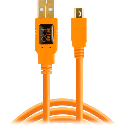 Tether Tools TetherPro USB 2.0 Type-A to 5-Pin Mini-USB Cable (Orange, 15')