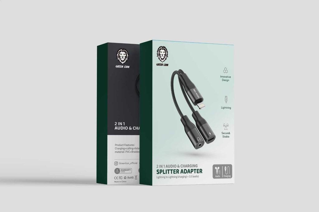 green lion phone2 In 1 Audio & Charging Splitter Adapter - QATAR4CAM